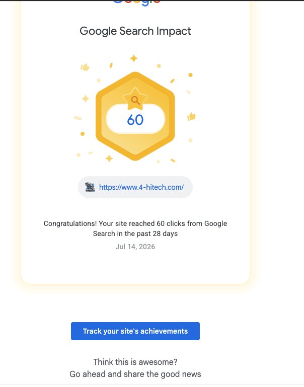 60 Google Search clicks · 4-hitech.com. 60 clicks from Google Search in 28 days. This is a traffic metric, not a keyword rank.