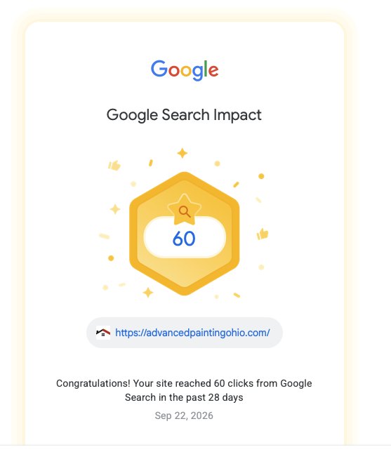 60 Google Search clicks · Advanced Painting. 60 clicks from Google Search in 28 days. This is a traffic metric, not a keyword rank.
